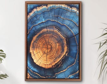 Tree Ring Canvas Painting: Abstract Nordic Wall Art