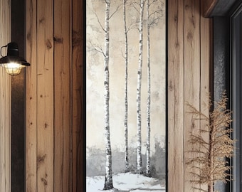 Birken-Leinwanddruck: Hohes, schmales, rustikales Waldmotiv für die Wand