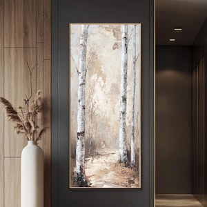 Tall Thin Nature Wall Art, Long Vertical Birch Tree Canvas Print for Bedroom or Living Room Decor, Long and Narrow Birch Tree Wall art