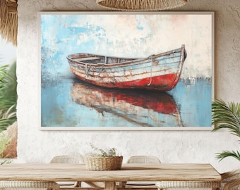 Rustic Wooden Boat Canvas Print: Oversized Nautical Wall Art