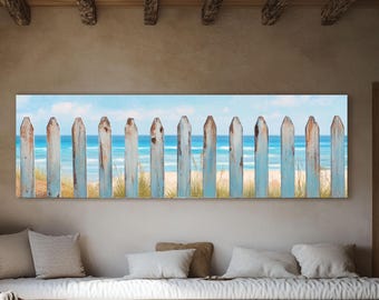 Leinwanddruck Strandzaun: Küstenlandschaft