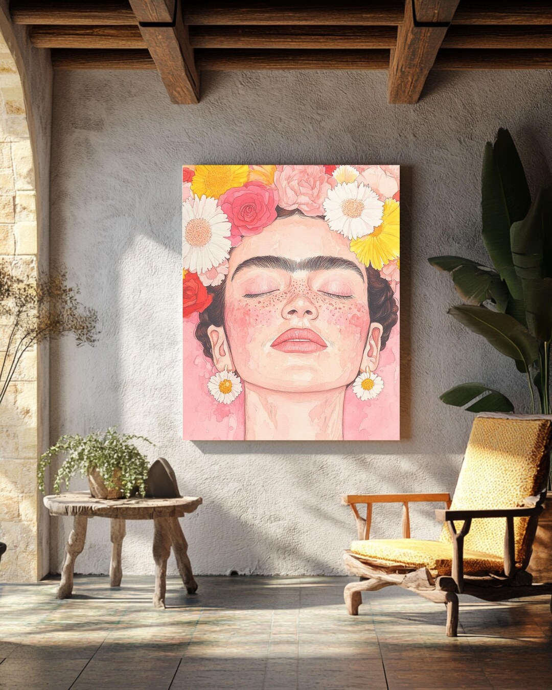 Frida Kahlo Watercolor Canvas Print: Vibrant Mexican Art Wall Decor - Etsy