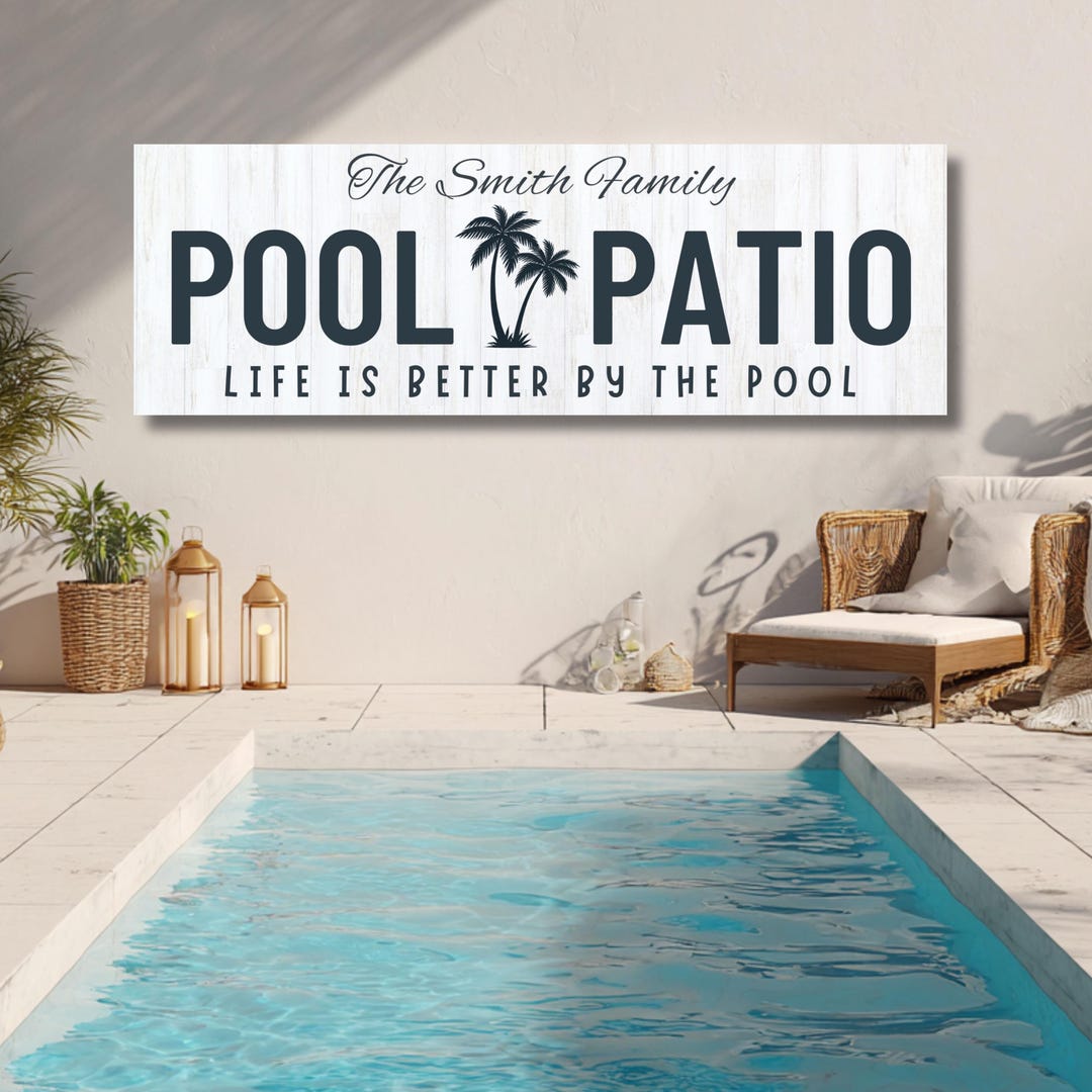 Pool Signs Custom Personalized Pool Sign, Custom Patio Decor, Family Beach House Art ...