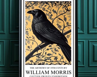 William Morris Black Raven Art Print: Vintage Gothic Decor