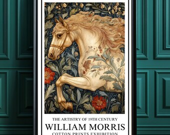ウィリアム・モリスの馬のアートプリント：ヴィンテージのボタニカルな