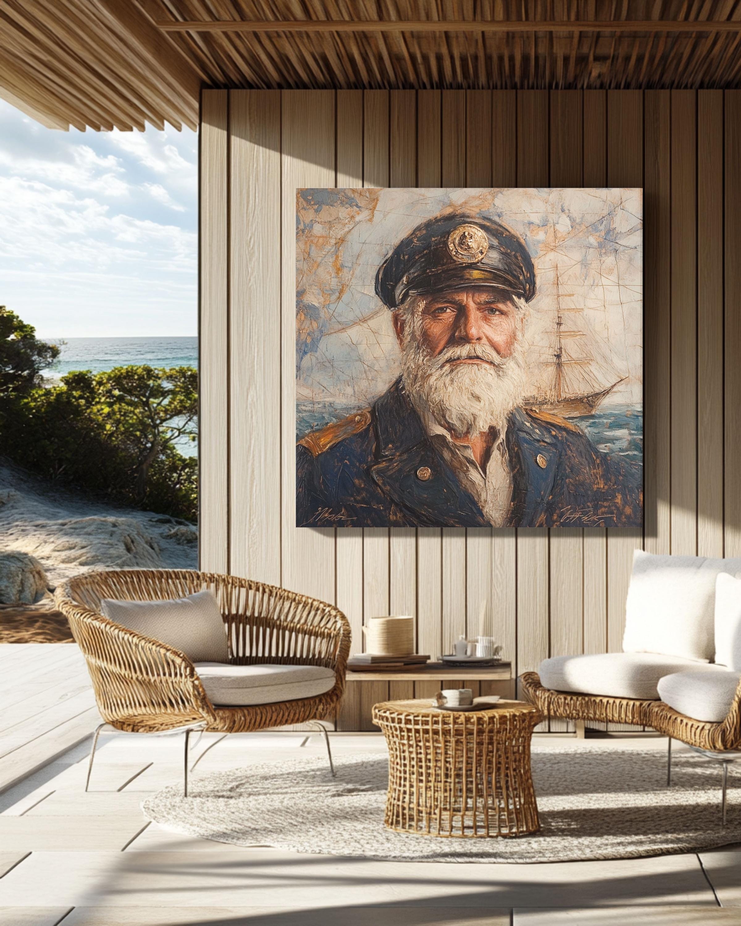 Captain Portrait Vintage Sea Captain Portrait: Nautical Canvas Wall Art - Etsy