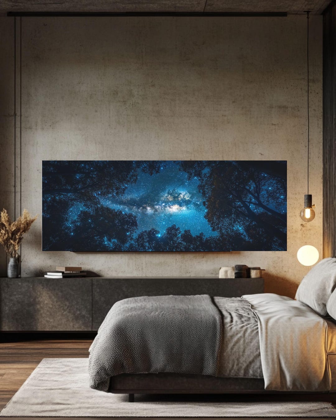 Starry Night Canvas Print: Cosmic Forest Panoramic Wall Art - Etsy