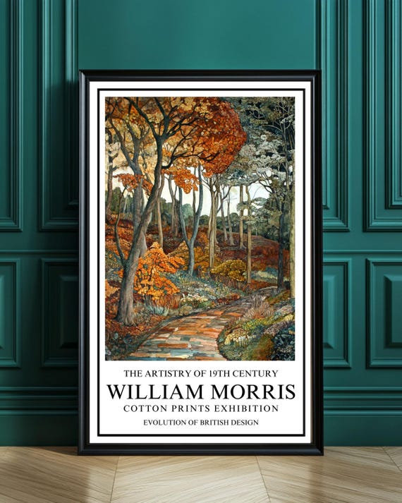 William Morris Autumn Forest Canvas Print: Vintage Botanical Art
