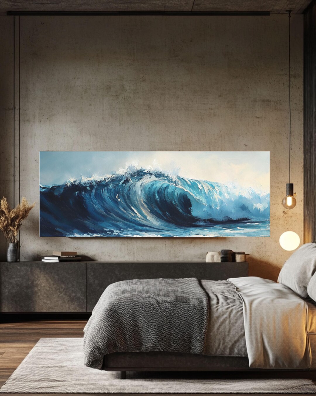 Ocean Wave Painting: Large Abstract Blue Sea Canvas Wall Art - Etsy