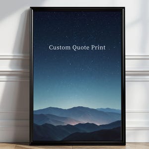 Custom Quote Canvas Print, Personalized Starry Night Sky Wall Art, Inspiring Words Script Decor