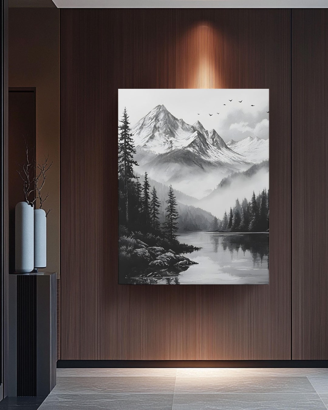Black and White Mountain Canvas Print: Scenic Nature Wall Art - Etsy
