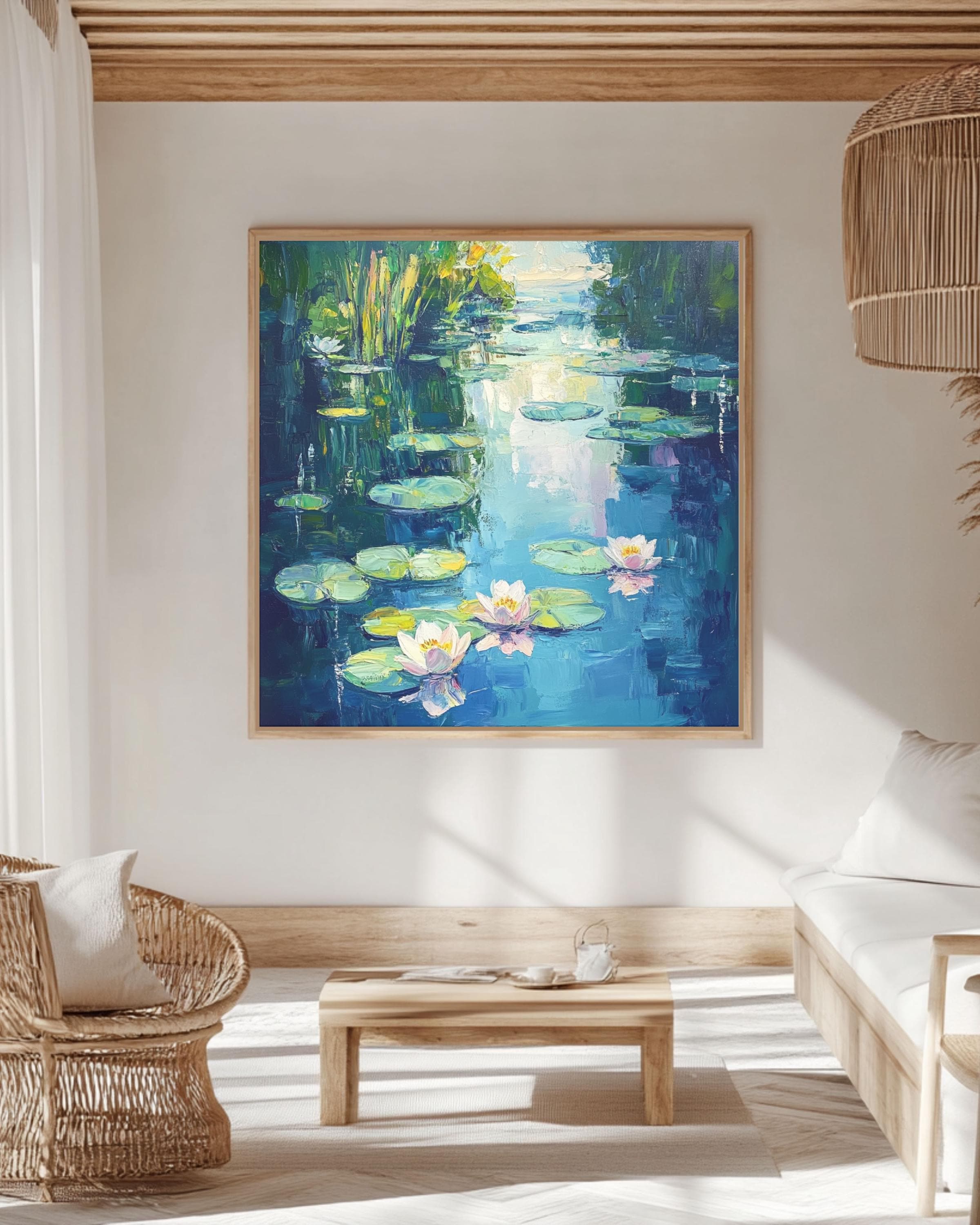 キャンバスプリントアート クロードモネ睡蓮の池 インテリア 額付き キャンバスプリントアート クロードモネ睡蓮の池 インテリア 額付き
