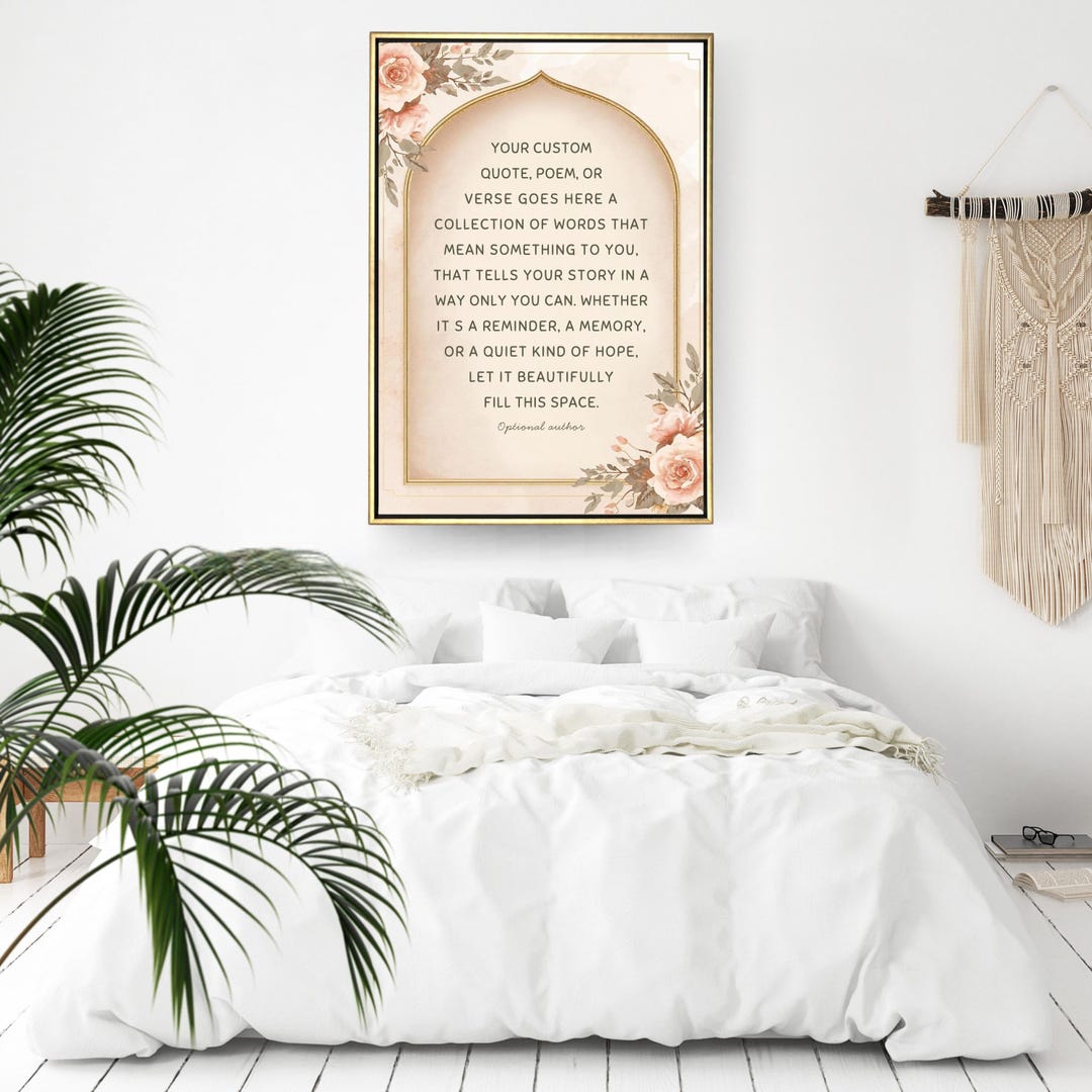 Personalized Arch Quote Canvas, Watercolor Floral Wall Art, Custom ...