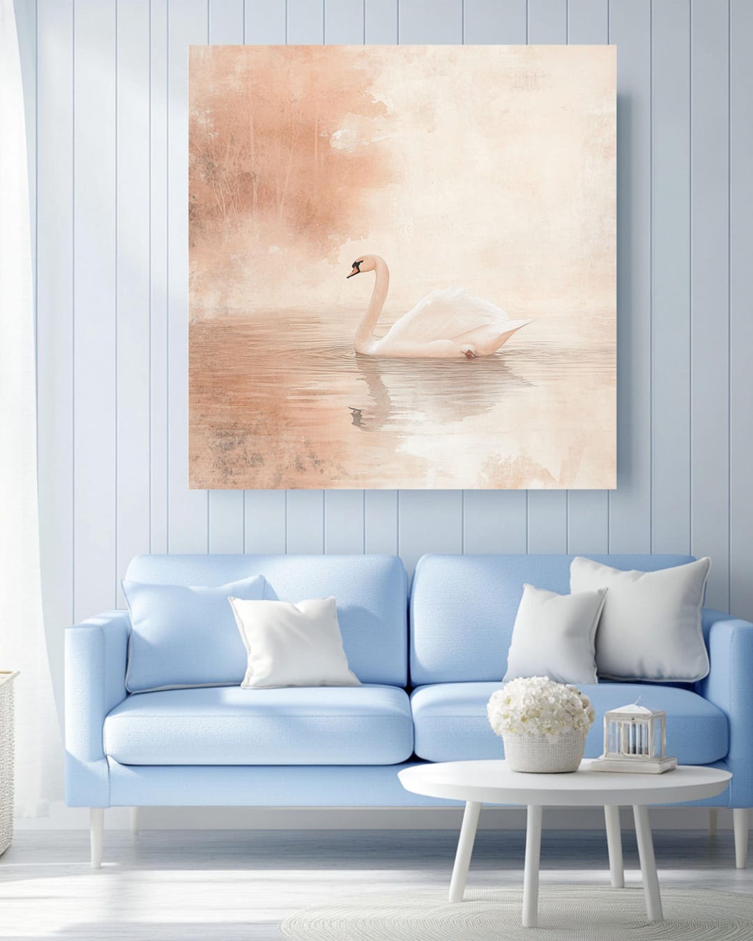 Swan Lake Vintage Watercolor Painting Canvas Art French Country Wall ...