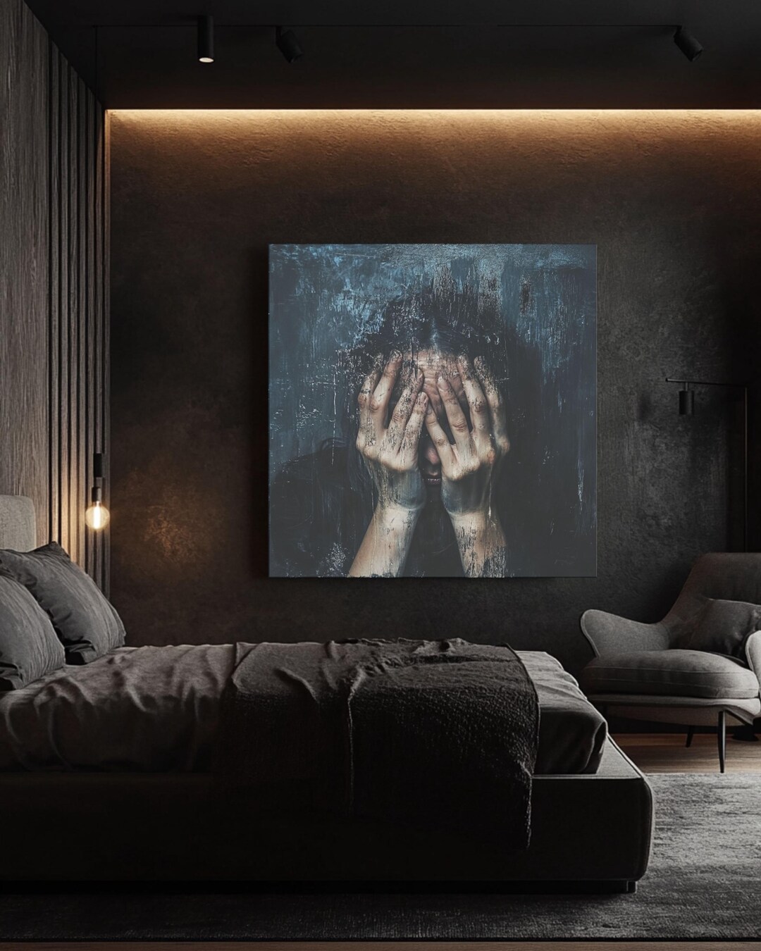 Dark Moody Abstract Canvas Art: Emotional Expressionist Wall Decor - Etsy