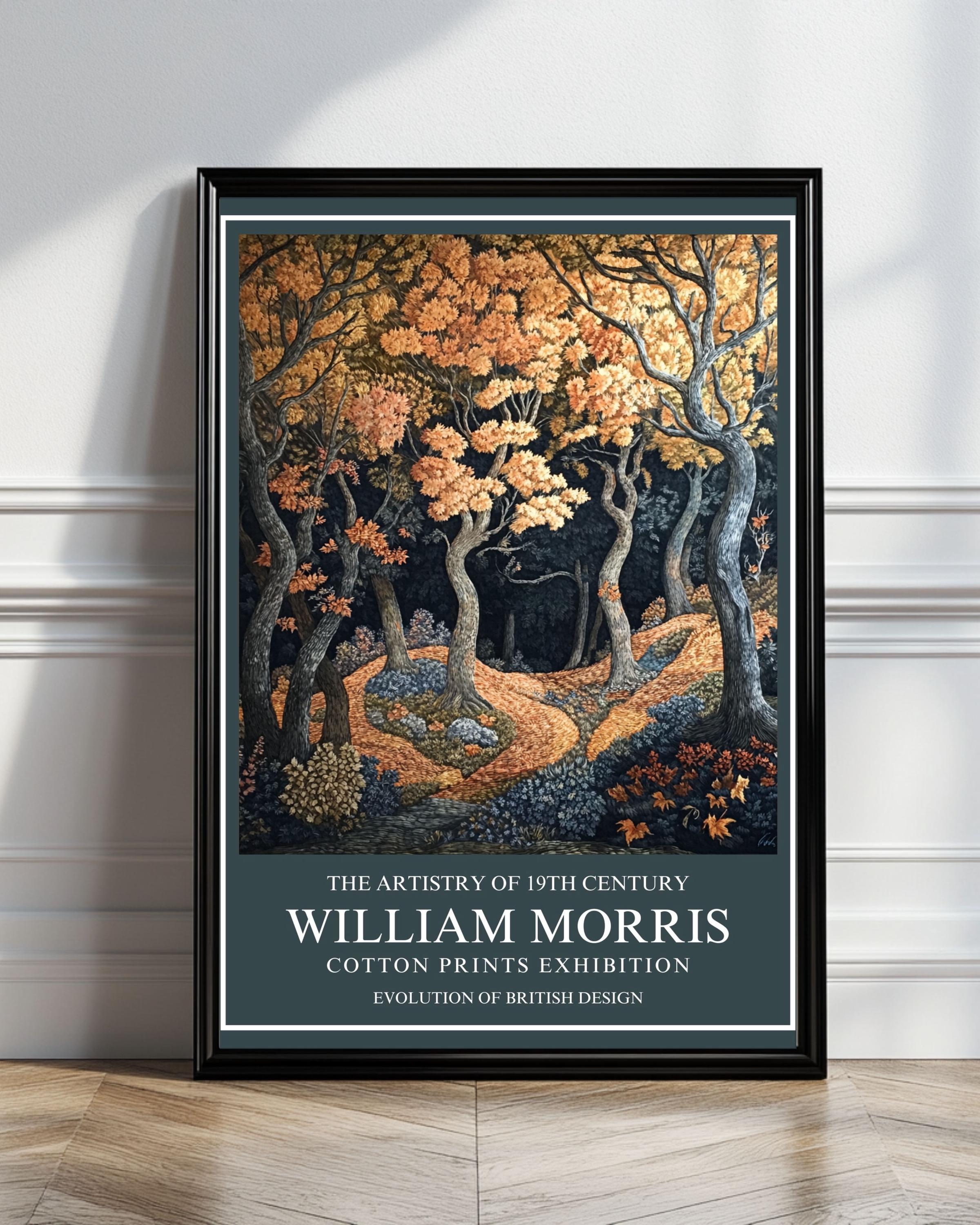 William Morris Autumn Forest Canvas Print: Vintage Botanical Wall