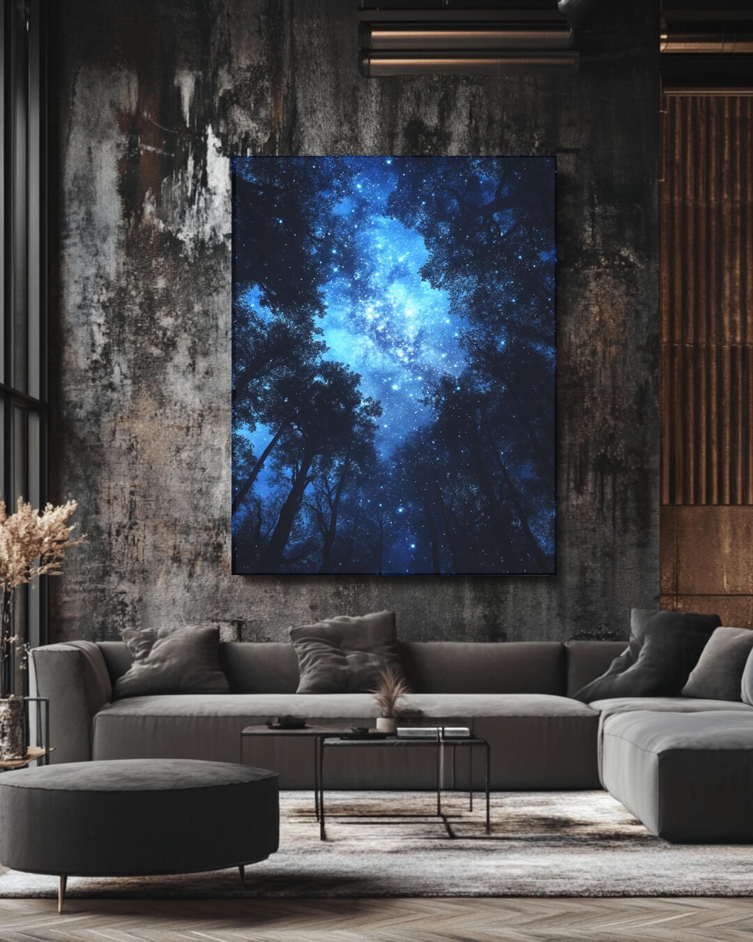Starry Night Sky Canvas Art: Celestial Forest Landscape Print - Etsy