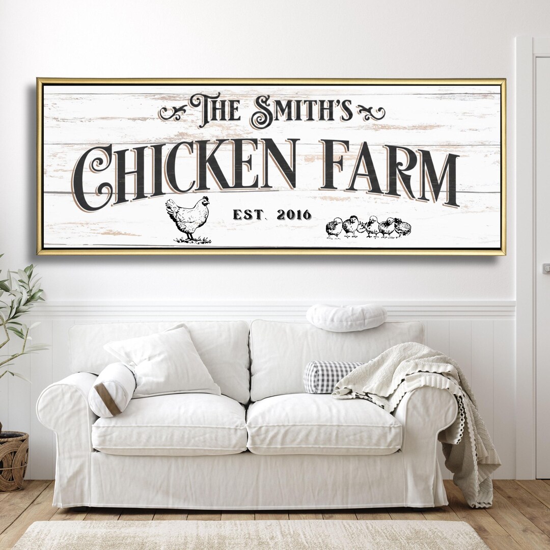 Personalized Chicken Farm Canvas Sign, Farmhouse Kitchen Decor - Etsy