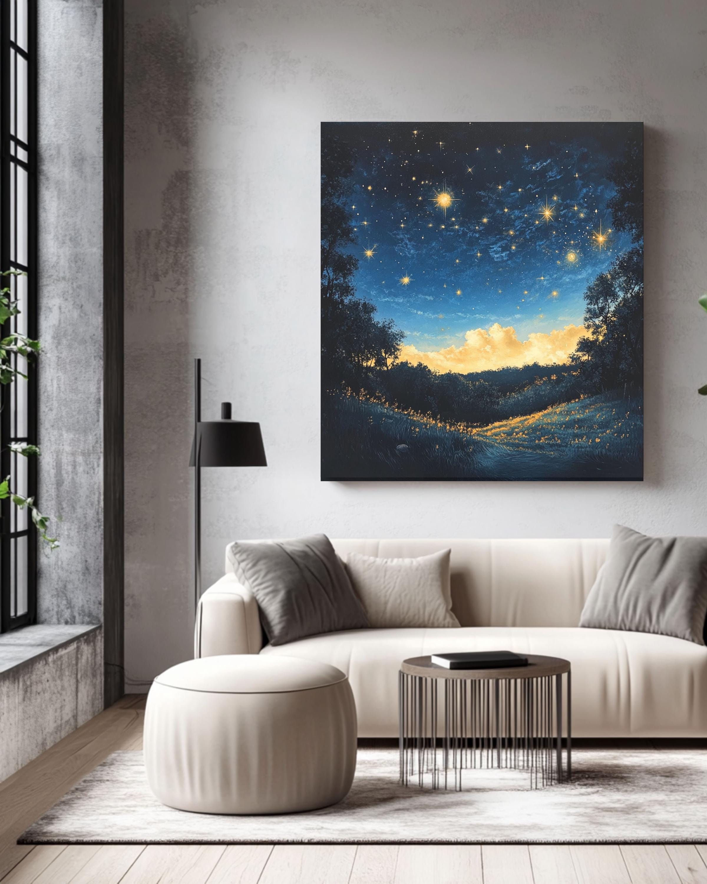 星空キャンバスアート：天空の山の絵画 - Etsy 日本