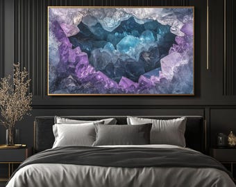 Oversized Geode Canvas Art: Luxe Crystal Abstract Painting