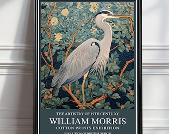 William Morris Great Blue Heron Art Print – 19th Century Botanical Poster