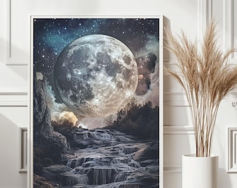 Full Moon Art Print: Mystical Night Sky Lunar Decor
