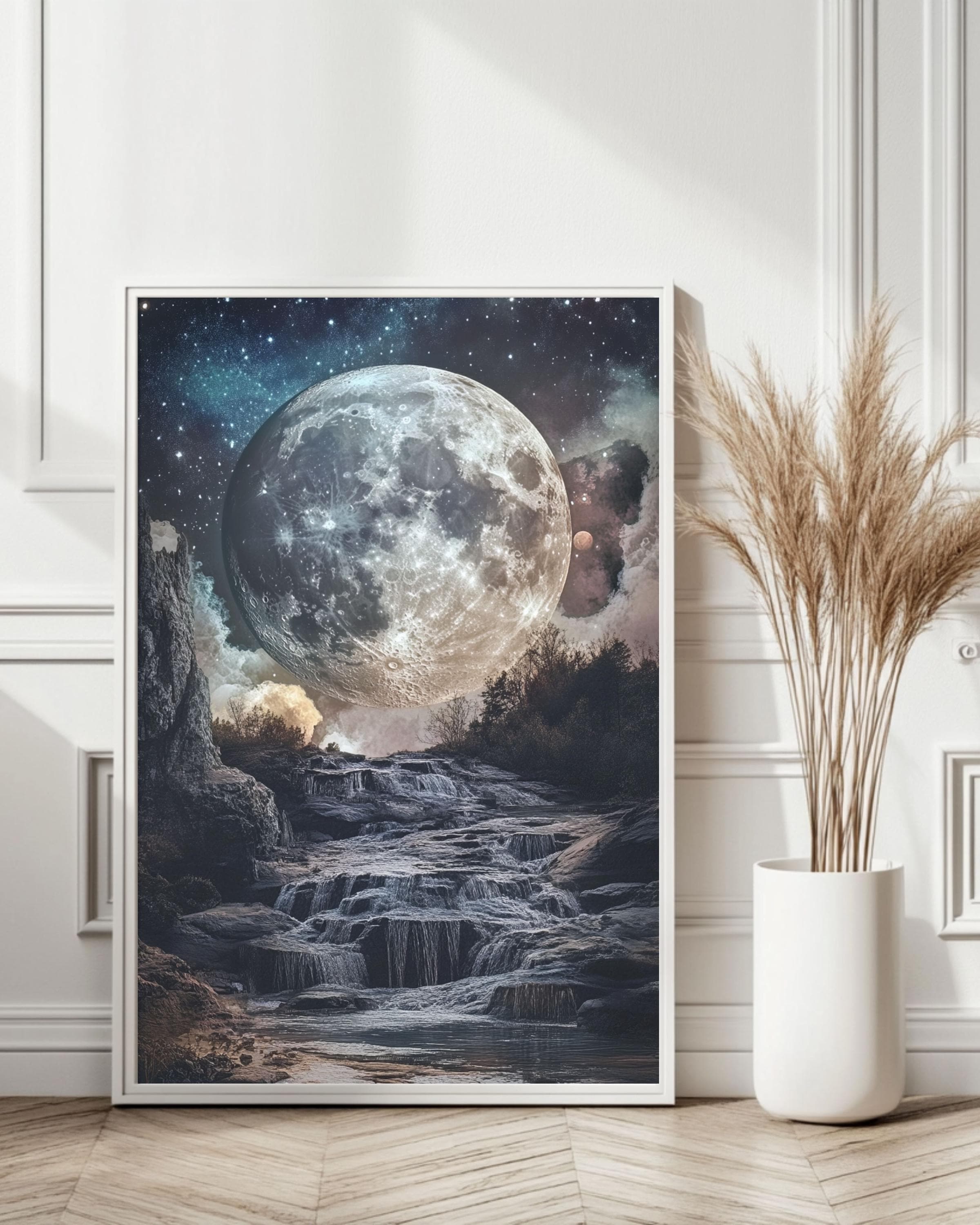 Full Moon Art Print: Mystical Night Sky Lunar Decor - Etsy