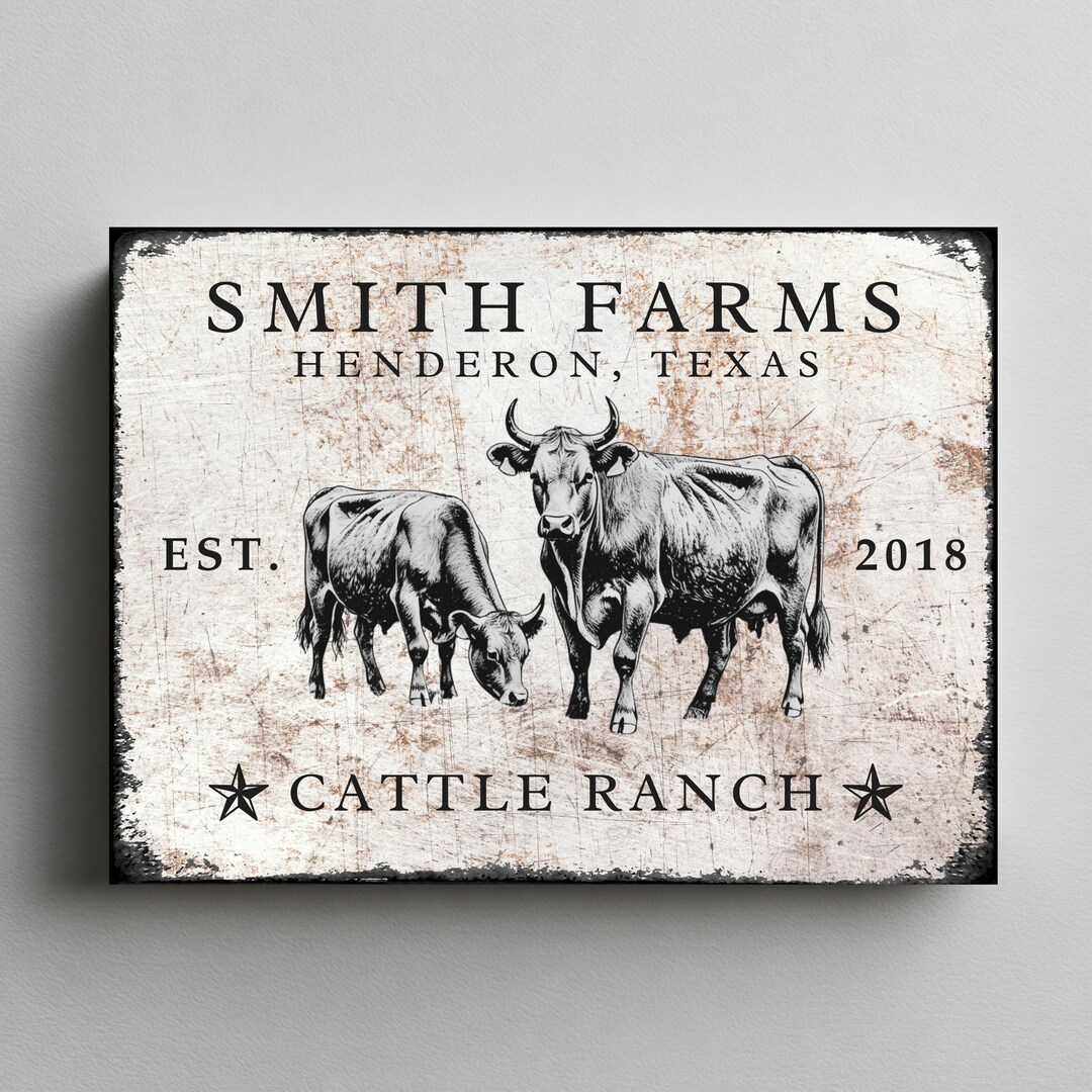 Custom Cattle Ranch Sign Personalized Cattle Ranch Sign, Custom Farmhouse Wall Art, Rustic ...