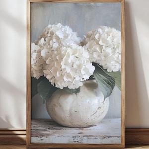 Vintage Hydrangea Floral Print: Muted Botanical Wall Art (Digital Download)