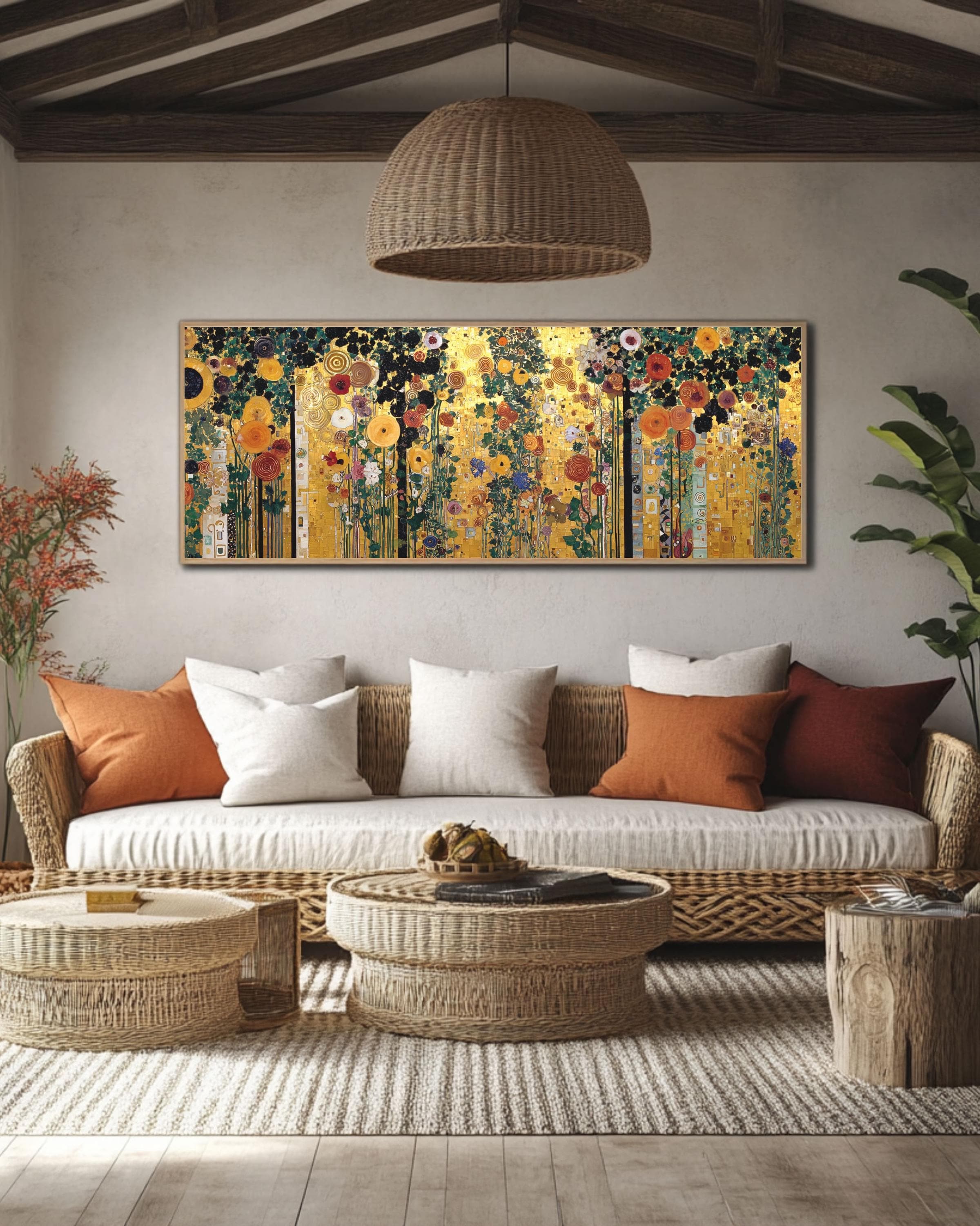 Gustav Klimt Style Floral Canvas Art: Vintage Gold Botanical Print - Etsy