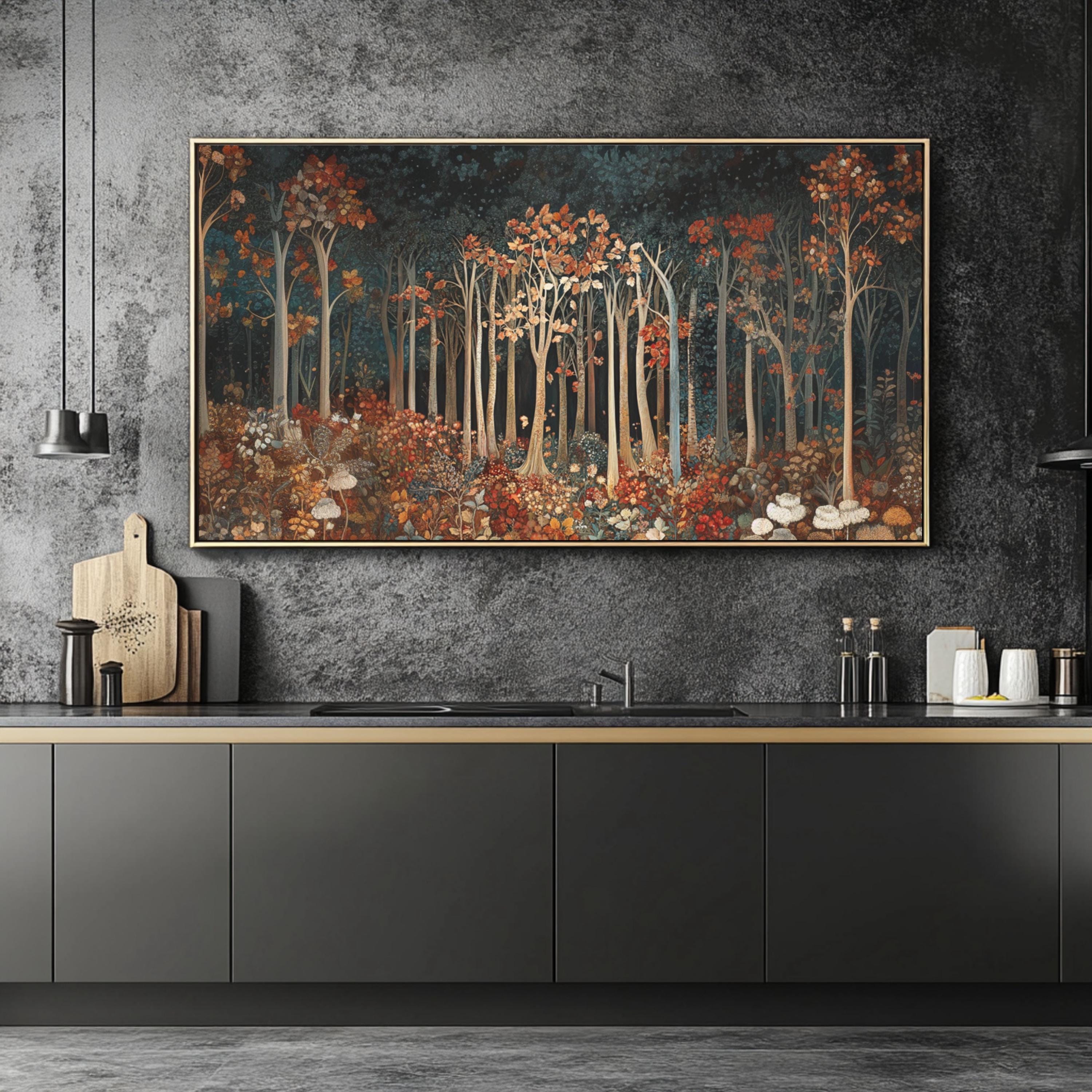 William Morris Autumn Forest Canvas Wall Art, Vintage Botanical