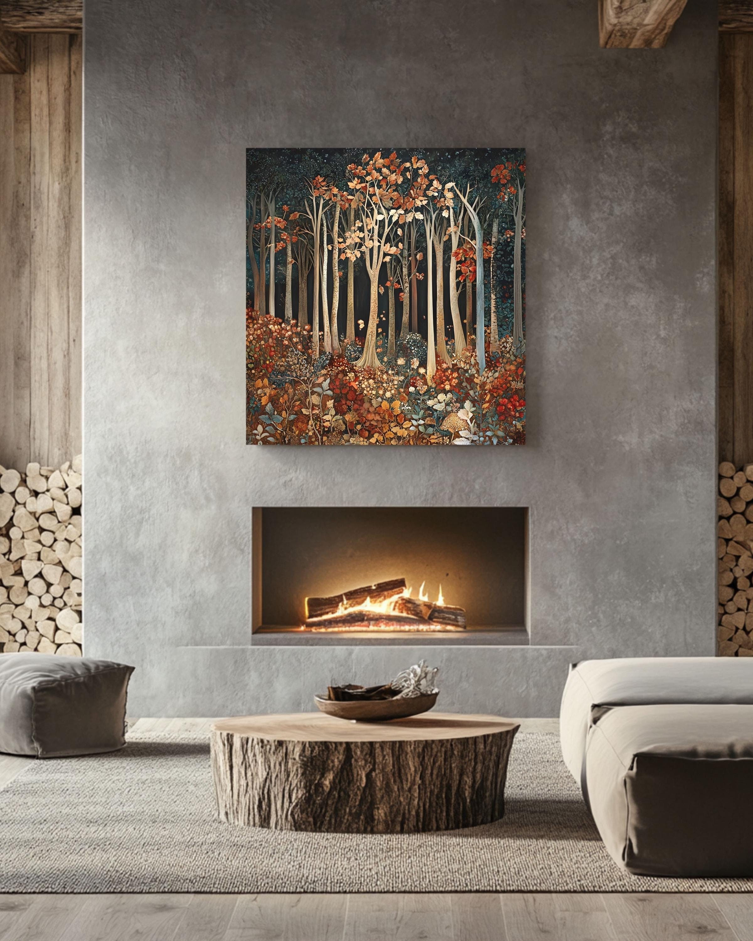 William Morris Autumn Forest Canvas Art: Vintage Botanical Print