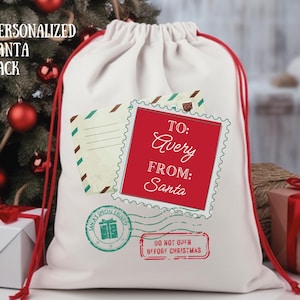 Santa Sack, Christmas Gift Bag, Personalized Santa Bag, Custom Christmas Toy Sack, Custom Name Christmas Sack