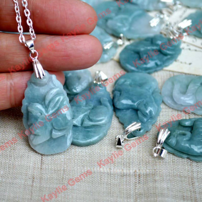 Hand Carved Chinese Zodiac Real Jade Stone Pendant Charm With Etsy