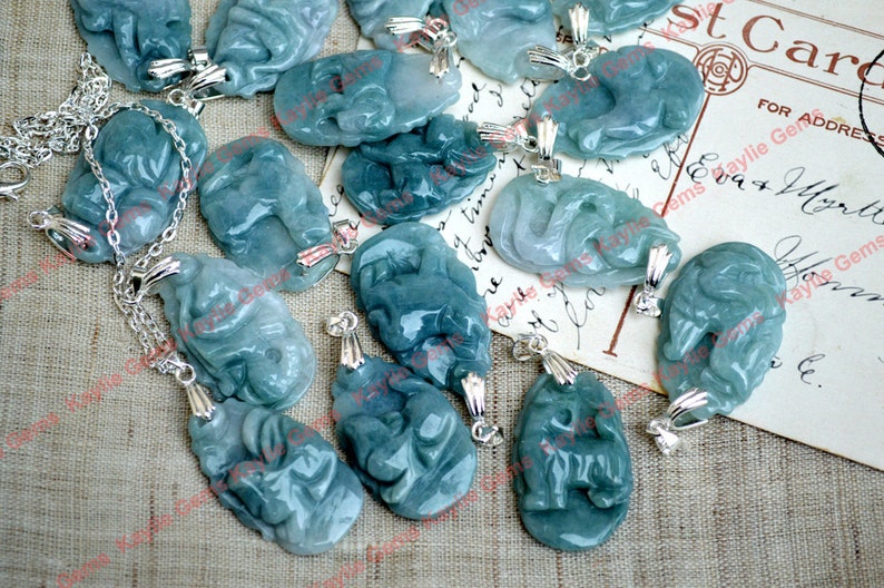 Hand Carved Chinese Zodiac Real Jade Stone Pendant Charm With Etsy