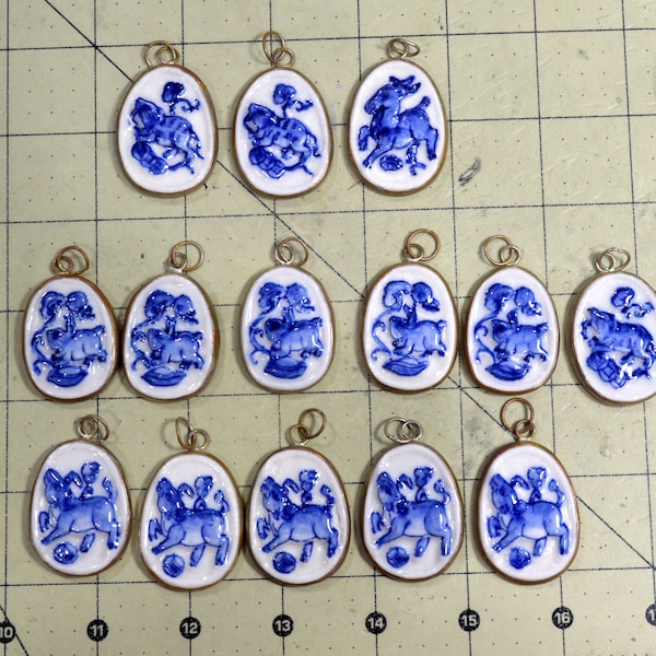 Porcelain Pottery Shard Pendants Blue White Ming Qing Dynasty Style Porcelain - Last Batch