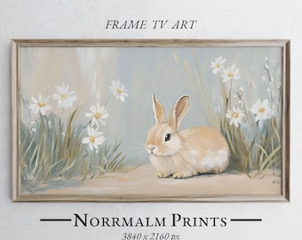 Easter Bunny Painting for Samsung Frame TV: Spring Pastel Art (Digital Download) - 0666