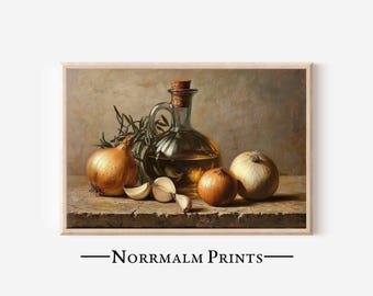 Olive Oil Still Life Print: Rustic Kitchen Wall Art (Digital Download) - 0284