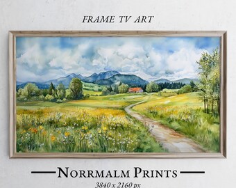 Spring Meadow Landscape Watercolor Art for Samsung Frame TV (Digital Download) - 0698