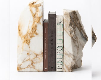 Juego de sujetalibros de mármol natural / Decoración de escritorio de lujo hecha a mano / Estilo moderno para la oficina en casa