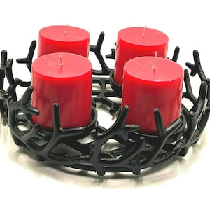 Adventskranz Schwarz Metall | Deko Kerzenhalter -Advent Wreath | Advent Deko 30cm