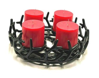 Adventskranz Schwarz Metall | Deko Kerzenhalter -Advent Wreath | Advent Deko 30cm