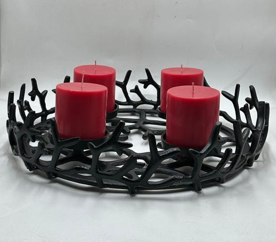 Adventskranz Schwarz Metall | Deko Kerzenhalter -advent Wreath | Advent Deko