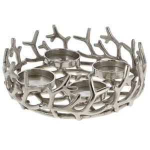 Adventskranz Silber Metall | Deko Kerzenhalter -Advent Wreath | Advent Deko 30cm