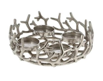 Adventskranz Silber Metall | Deko Kerzenhalter -Advent Wreath | Advent Deko 30cm
