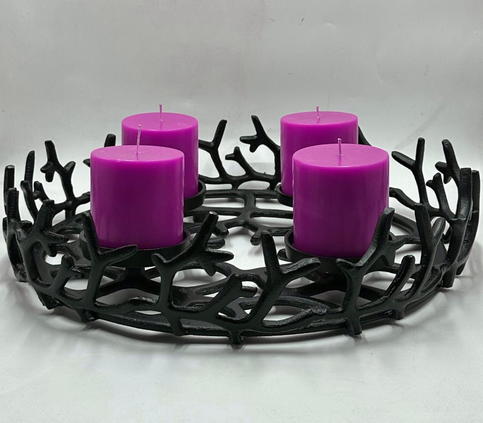 Adventskranz Schwarz Metall | Deko Kerzenhalter -advent Wreath | Advent Deko