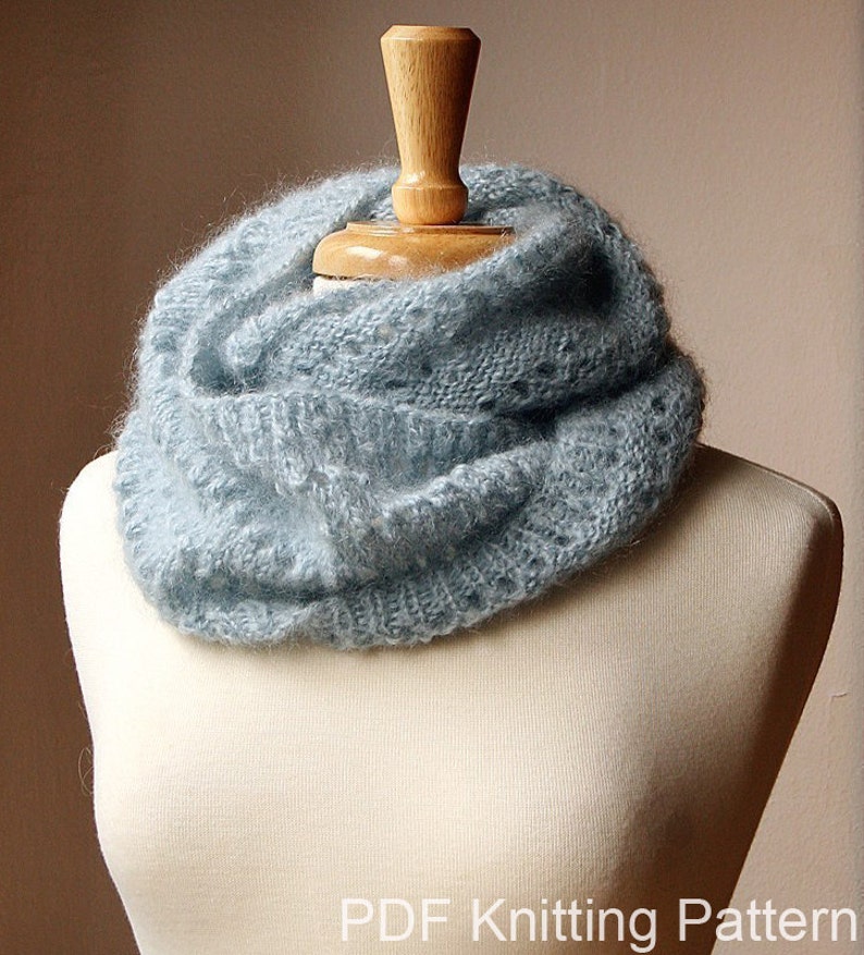 Infinity Scarf Knitting Pattern Fall Winter Fashion Snood KNITTING PATTERN Genevieve Cowl PDF Digital Download Circle Neckwarmer image 1