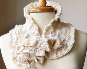 Victoriana Scarflette Knitting Pattern: Vintage Inspired Ruffle Collar (Digital PDF Download)