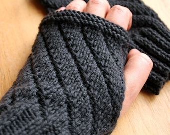 Fingerless Gloves Knitting Pattern: Darting Diagonals Mitts (PDF Digital Download)