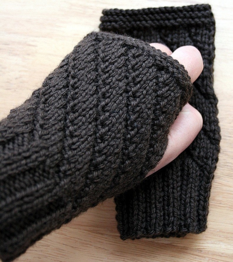 KNITTING PATTERN / Fingerless Gloves Knitting Pattern / Unisex Knitting Pattern / Mitts Gloves Knitting Pattern / PDF Download, Hygge image 1